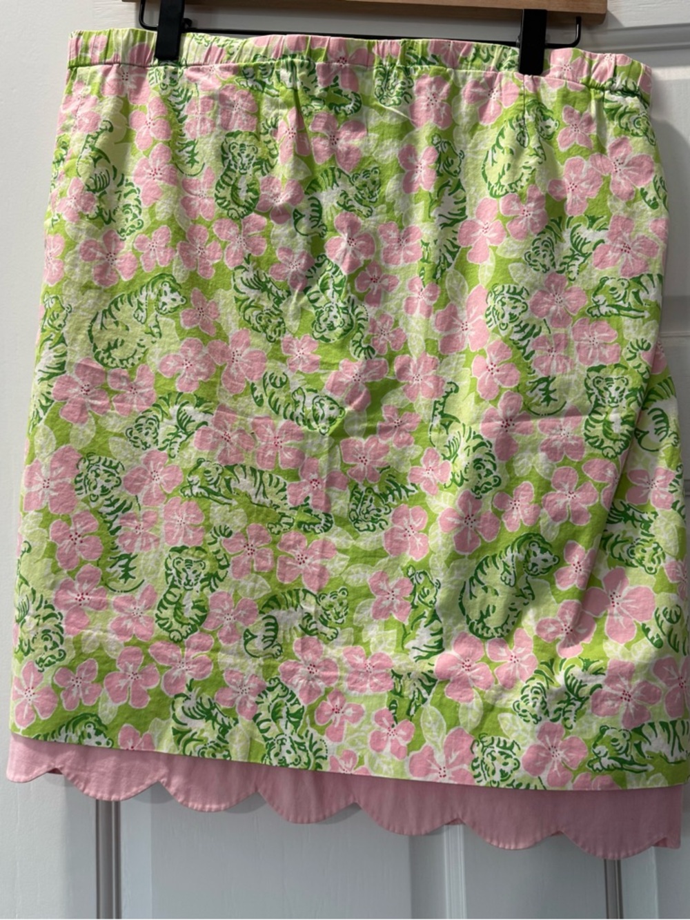 Lilly Pulitzer Green, Pink & White Floral Tiger Print Skirt